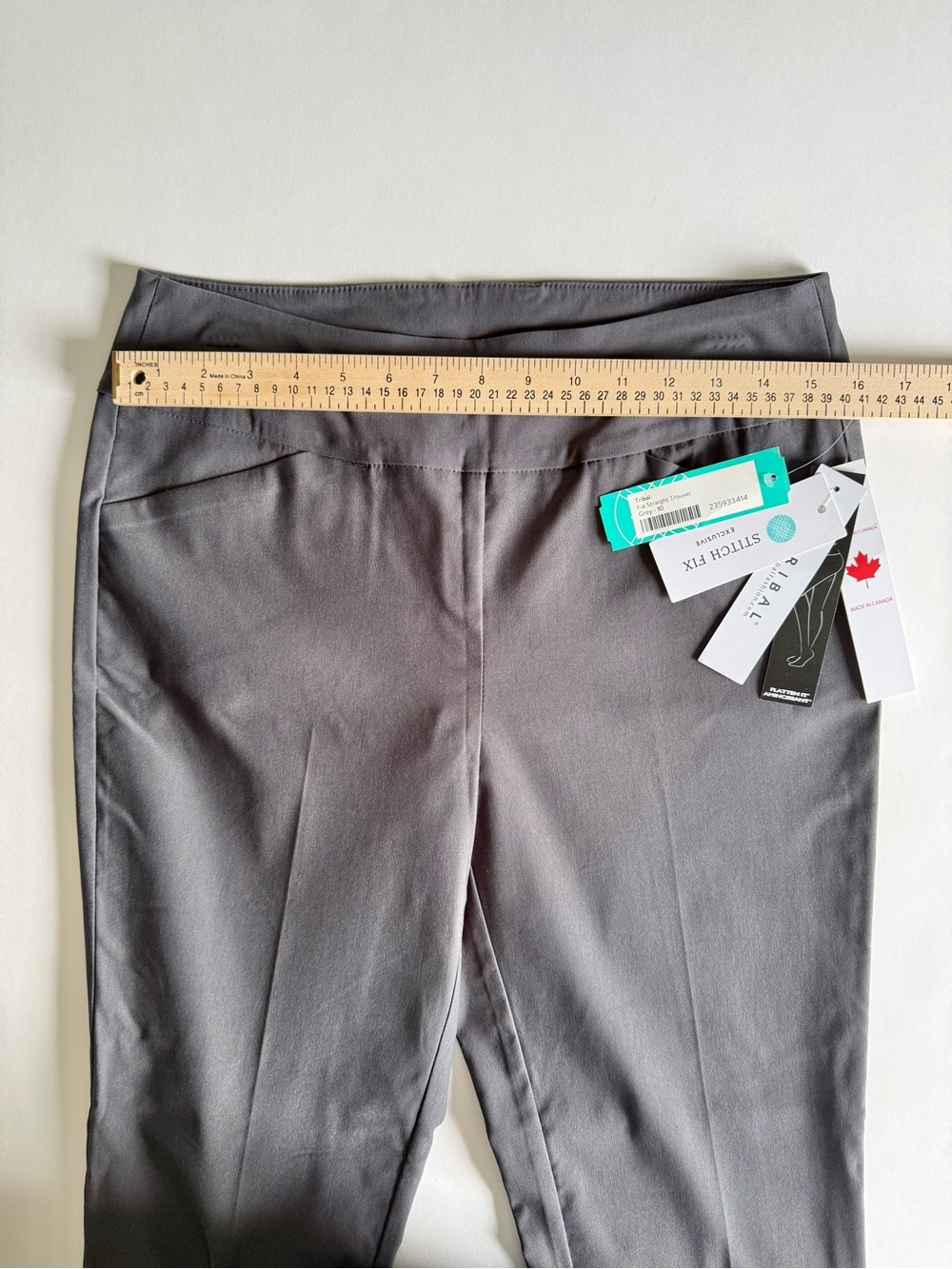 Tribal Fia NWT Straight Leg Pants Gray Pull On Slimming Waistband Size 10 Career - Picture 9 of 14